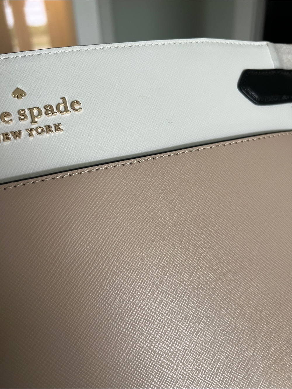 Kate Spade Laptop Tote WKRU7088 Colorblock Saffiano Leather Warm Beige - Picture 11 of 11